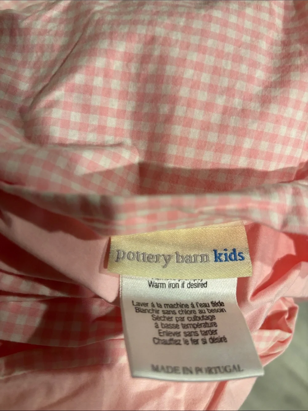 Pottery Barn Kids Gingham Pink Twin Duvet Cover
